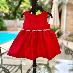 Pretty red formal dress with pearls by Katie M, 18M